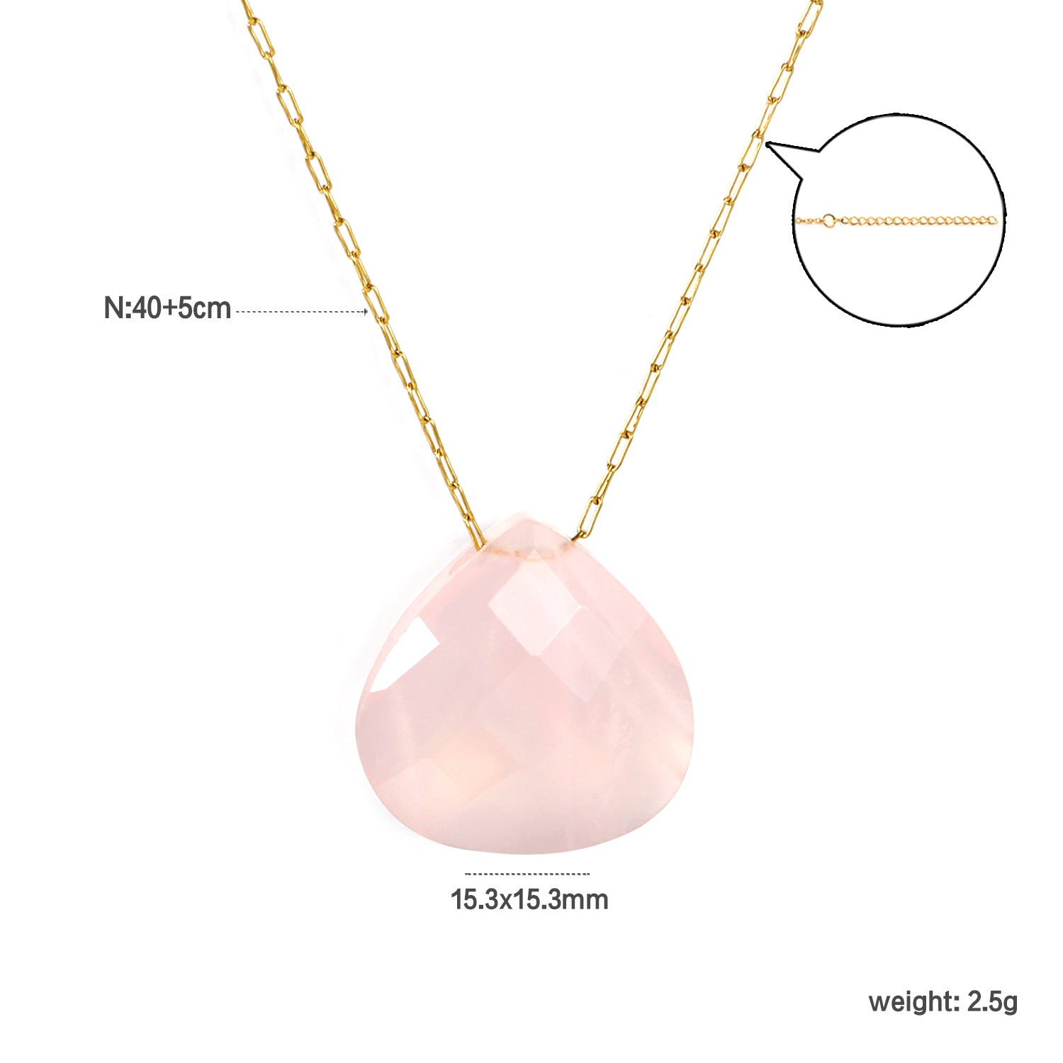 Damen Halskette mit funkelndem Tropfenanhänger und goldplattiertem Edelstahl Shop Nory