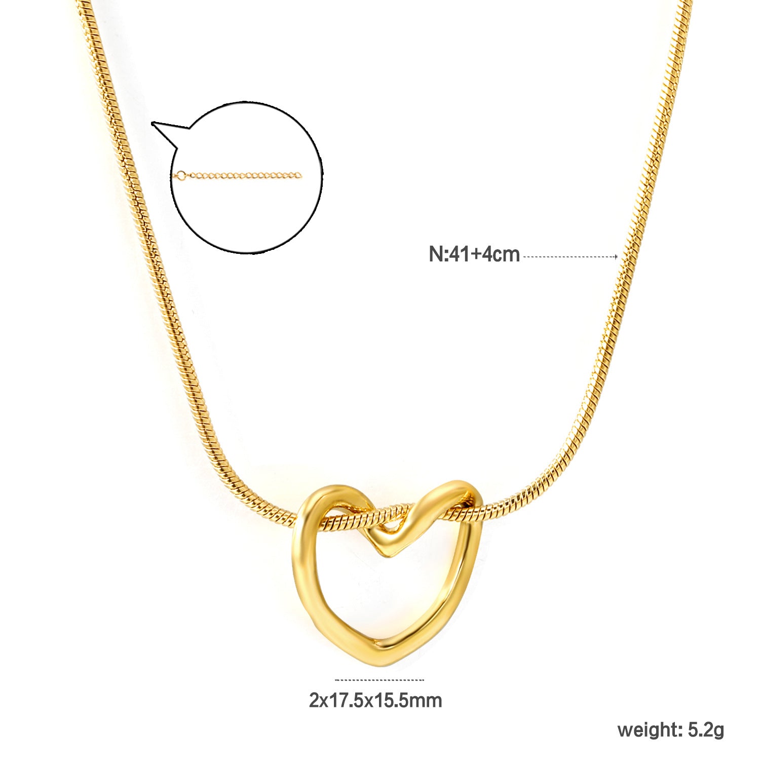 Damen Halskette mit herzförmigem Anhänger und hochwertiger Goldoberfläche Shop Nory