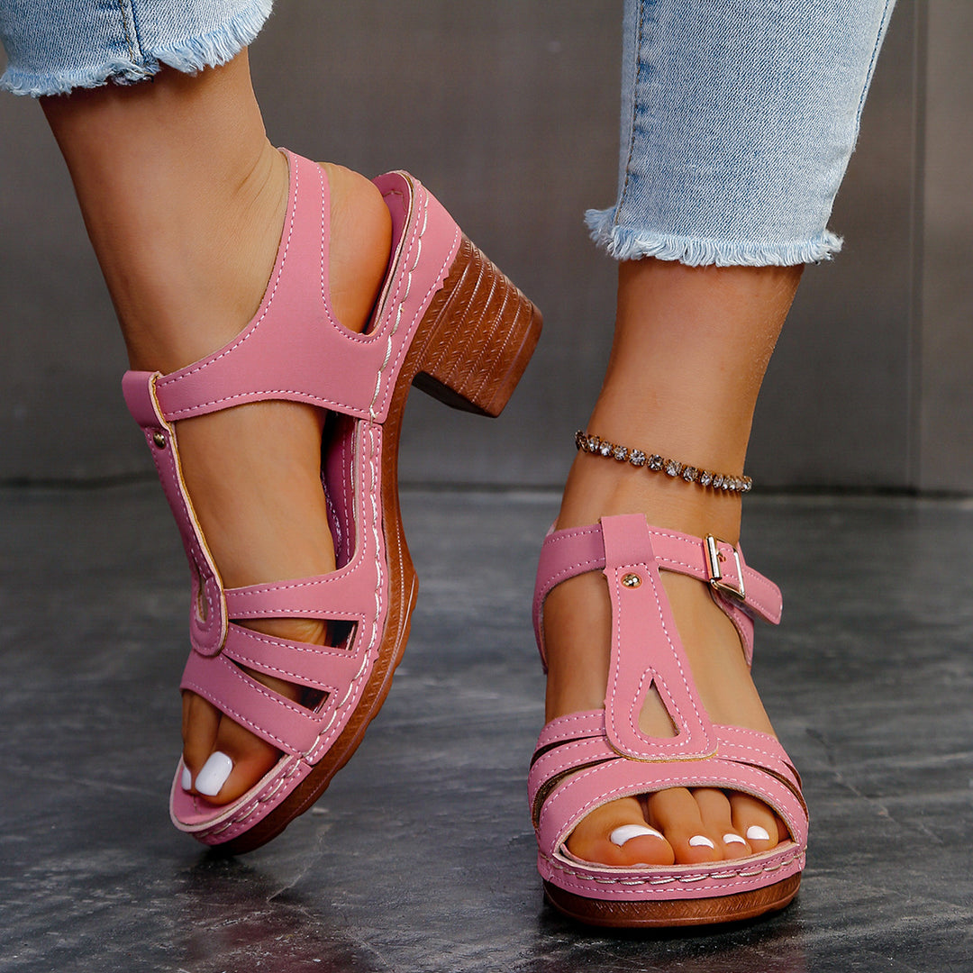 Damen Sandalette mit Cut-Out-Riemen, gepolstertem Komfortfußbett und mittelhohem Blockabsatz Shop Nory