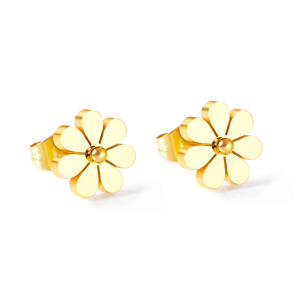 Damen Ohrstecker im eleganten Blumen-Design aus goldplattiertem Edelstahl Shop Nory