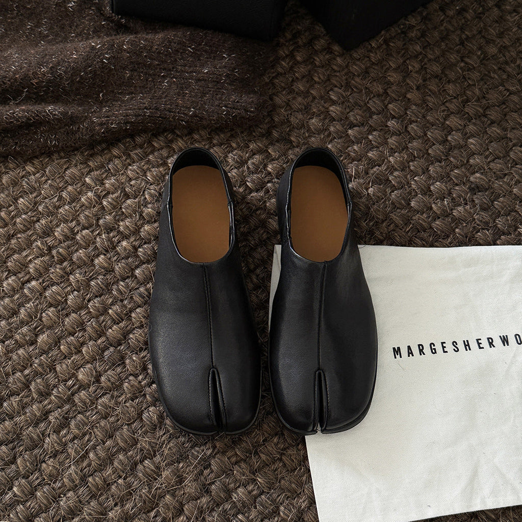 Damen Elegante und bequeme Slippers aus hochwertigem Leder mit offenem Fersenbereich