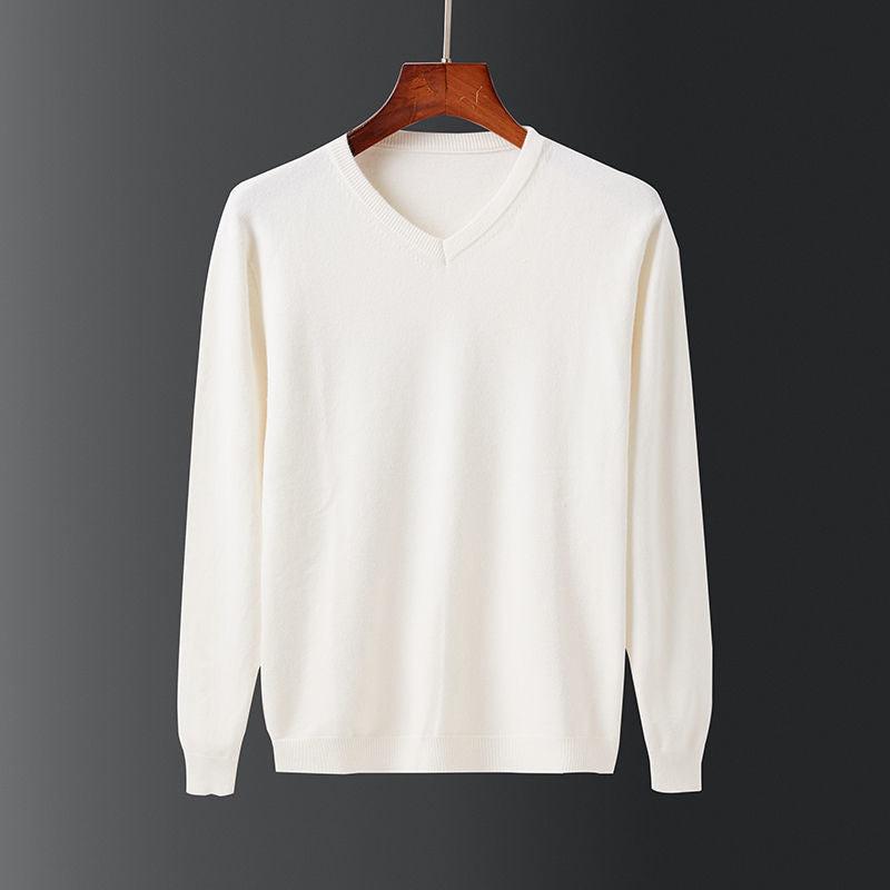 Herren eleganter V-Ausschnitt Pullover aus feiner Wolle