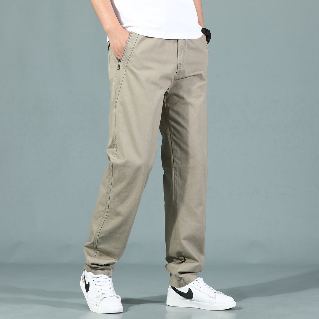 Herren Locker geschnittene Chinohose mit seitlicher Reißverschlusstasche und elastischem Beinabschluss Shop Nory