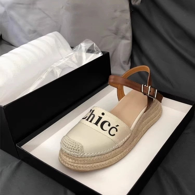 Damen Espadrille-Slingback mit geflochtener Plateau-Sohle und Logo-Detail Shop Nory