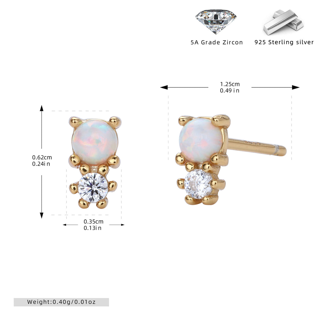 Damen Ohrstecker aus 925er Sterling Silber mit hochwertigem Zirkon und opalisierendem Design Shop Nory