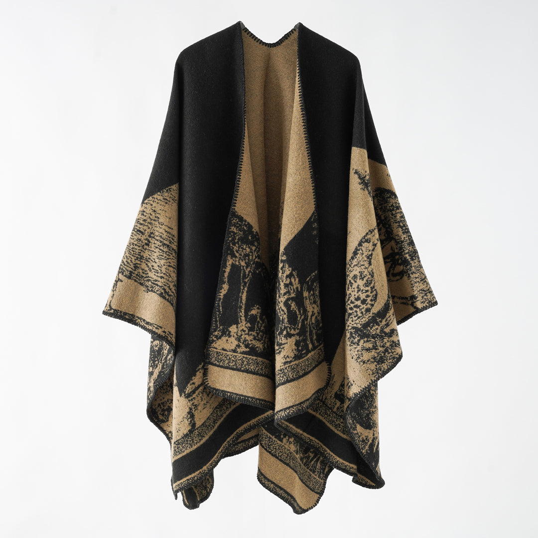 Damen Jacquard-Wollmix-Überwurf mit offenem Kimono-Fall und weichem Griff Shop Nory