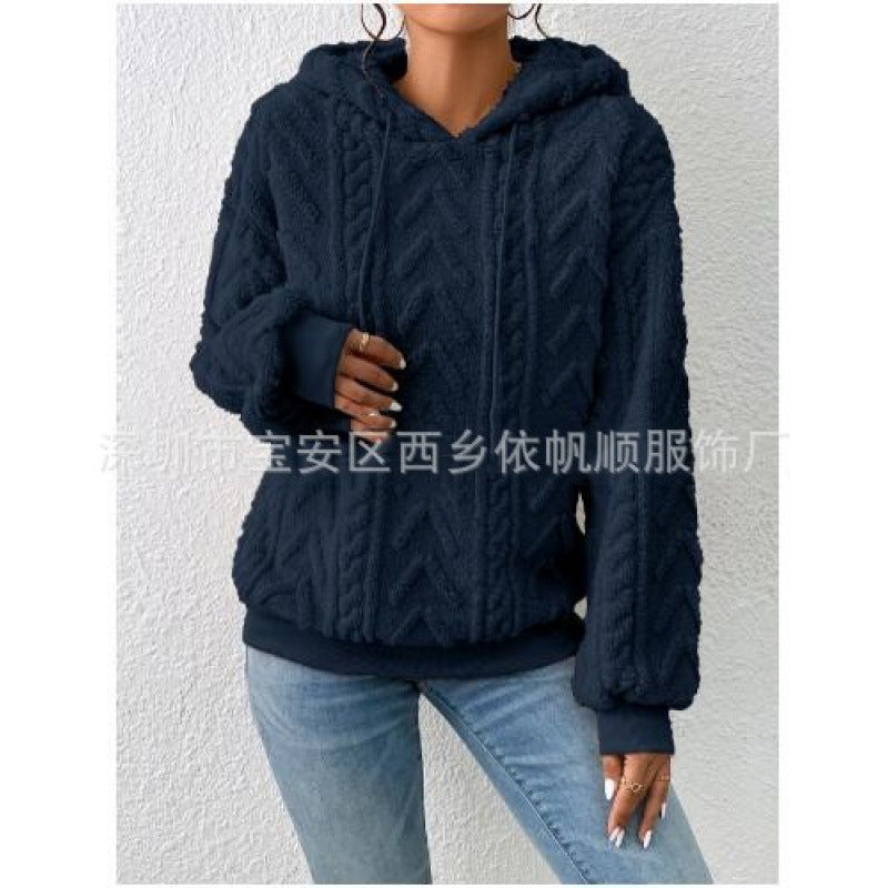 Damen Flauschiger Kapuzenpullover im Zopfmuster mit Oversize-Schnitt Shop Nory