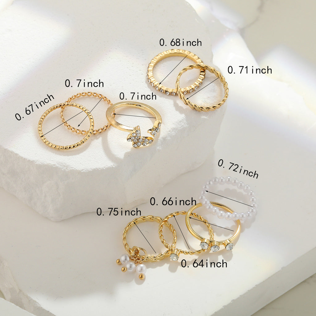 Damen Schmuckring-Set mit filigranen Designs und funkelnden Akzenten Shop Nory