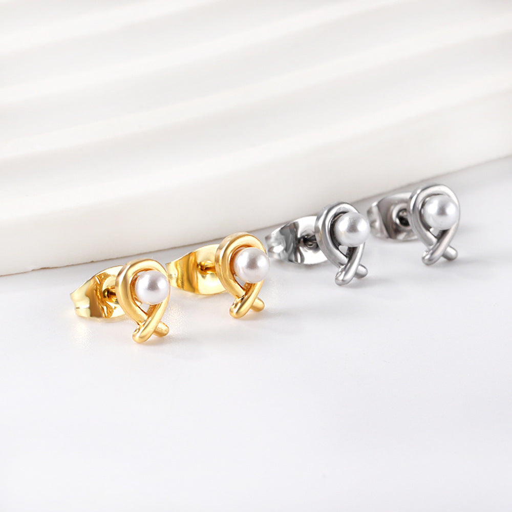 Damen Ohrstecker mit elegantem Perlen-Design und verspieltem Knoten Shop Nory