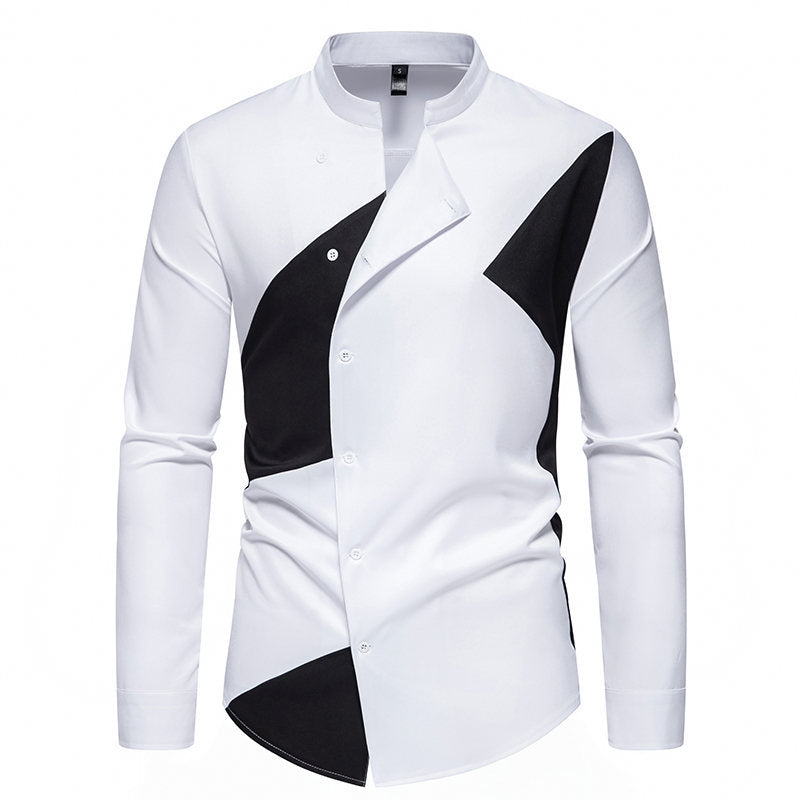 Herren Designer Hemd mit asymmetrischem Farbblock