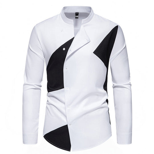 Herren Designer Hemd mit asymmetrischem Farbblock