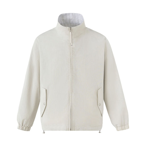 Unisex Kurz geschnittene strukturierte Boxy‑Blousonjacke mit hohem Stehkragen und Druckknopf‑Pattentaschen Shop Nory