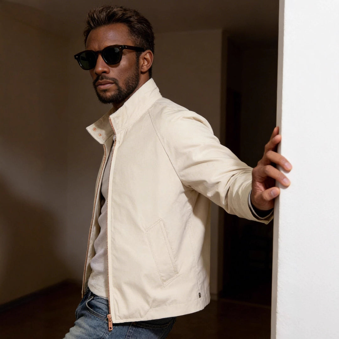 Herren Kurzjacke im Blousonstil mit Cordkragen und Metallreißverschluss Shop Nory