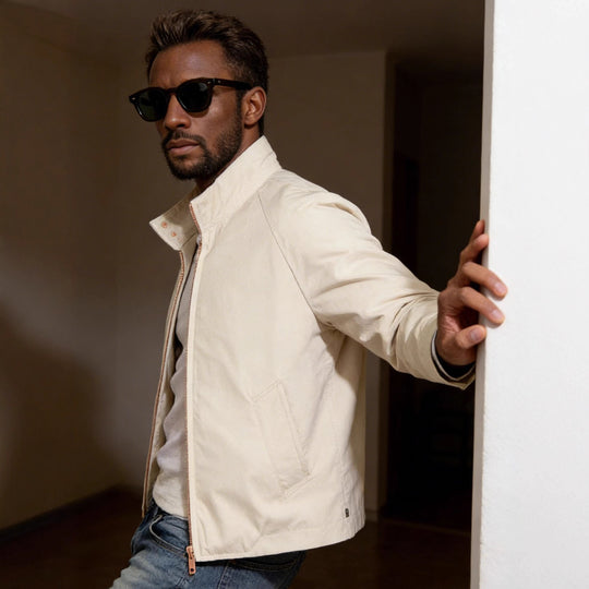 Herren Kurzjacke im Blousonstil mit Cordkragen und Metallreißverschluss Shop Nory