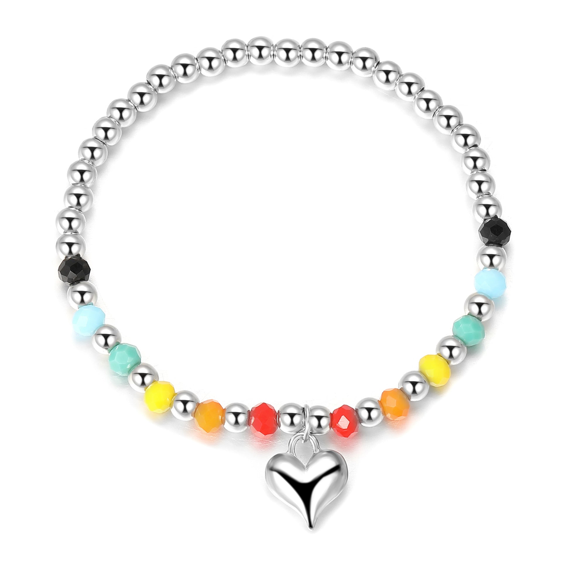 Damenarmband mit bunten Perlen und charmantem Regenbogen Shop Nory