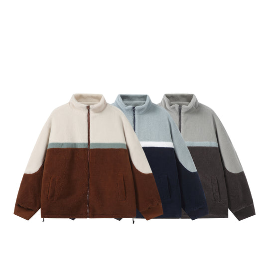 Unisex Oversize Sherpa-Fleecejacke mit Stehkragen und Frontzip Shop Nory