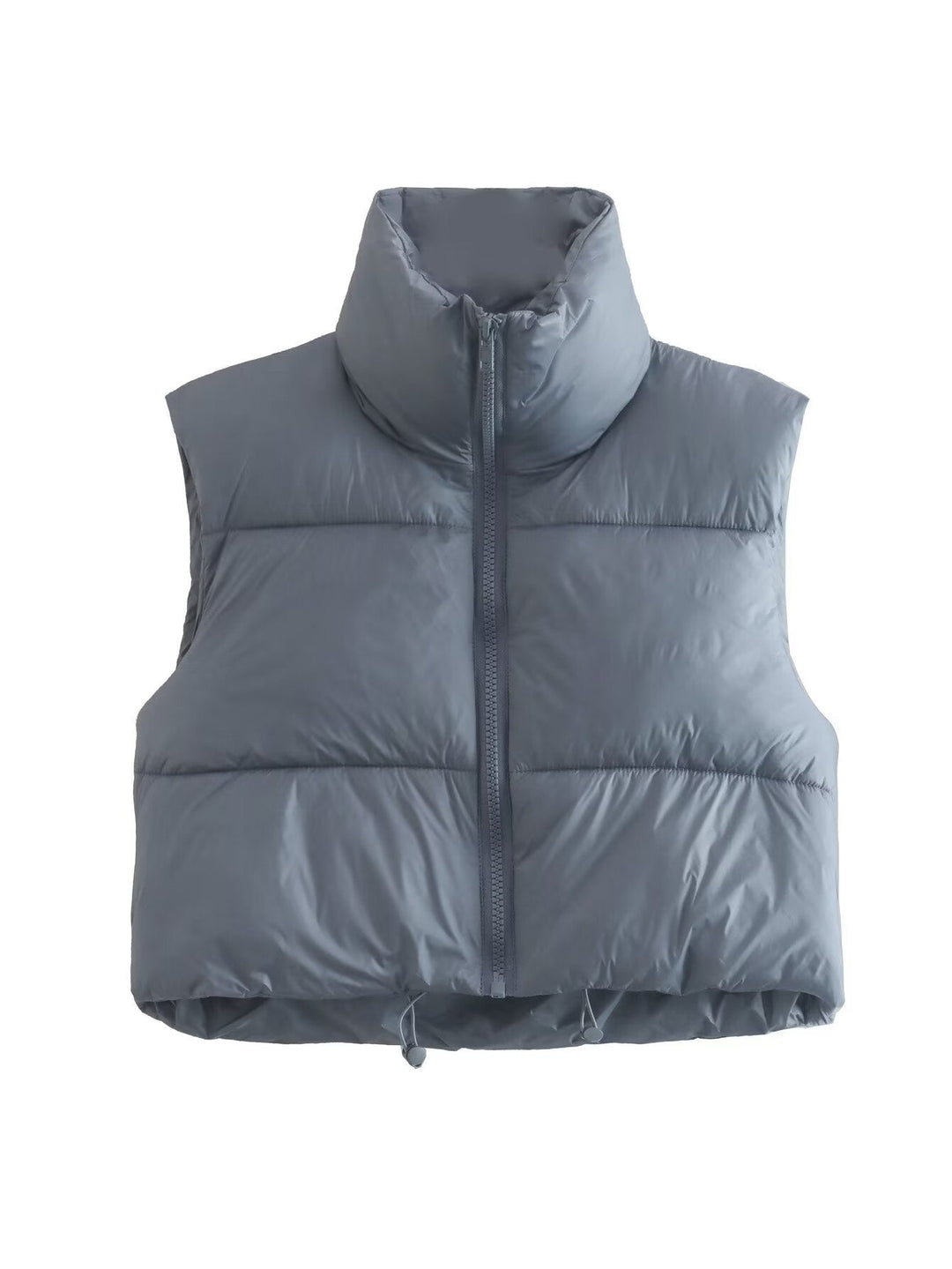 Damen cropped Daunenweste mit hohem Kragen und praktischen Taschen
