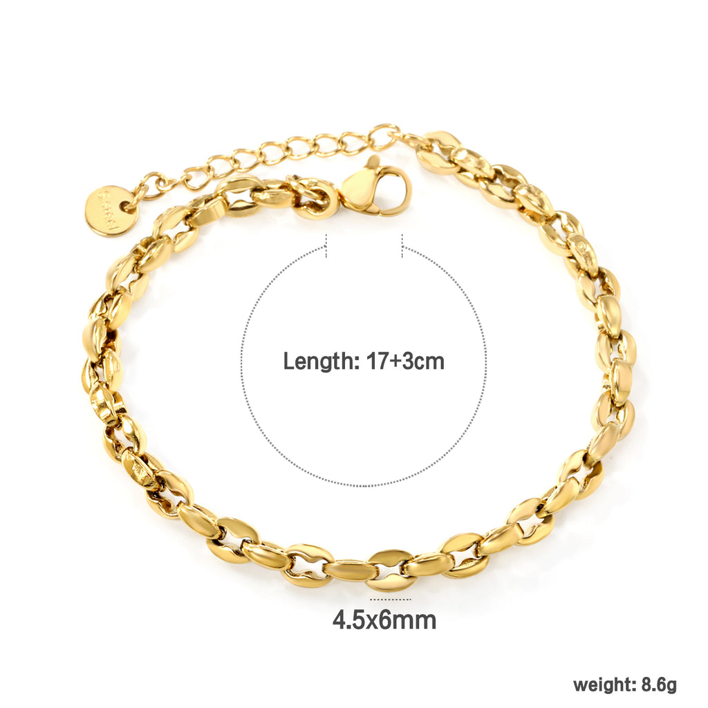 Damen trendiges Gliederarmband aus hochwertigem Edelstahl mit verstellbarem Verschluss Shop Nory