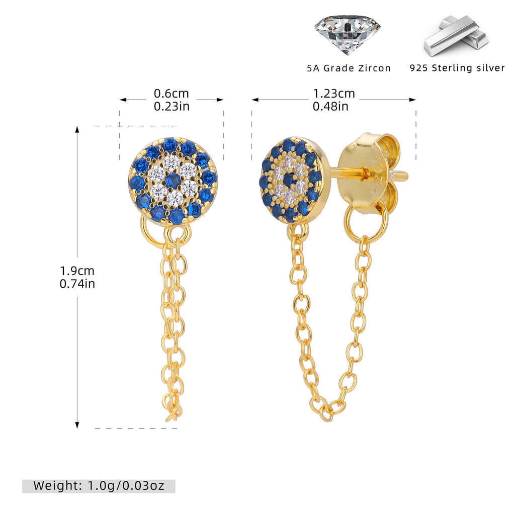 Damen Ohrhänger mit luxuriösem Zirkon-Besatz und feiner Kettendetail Shop Nory