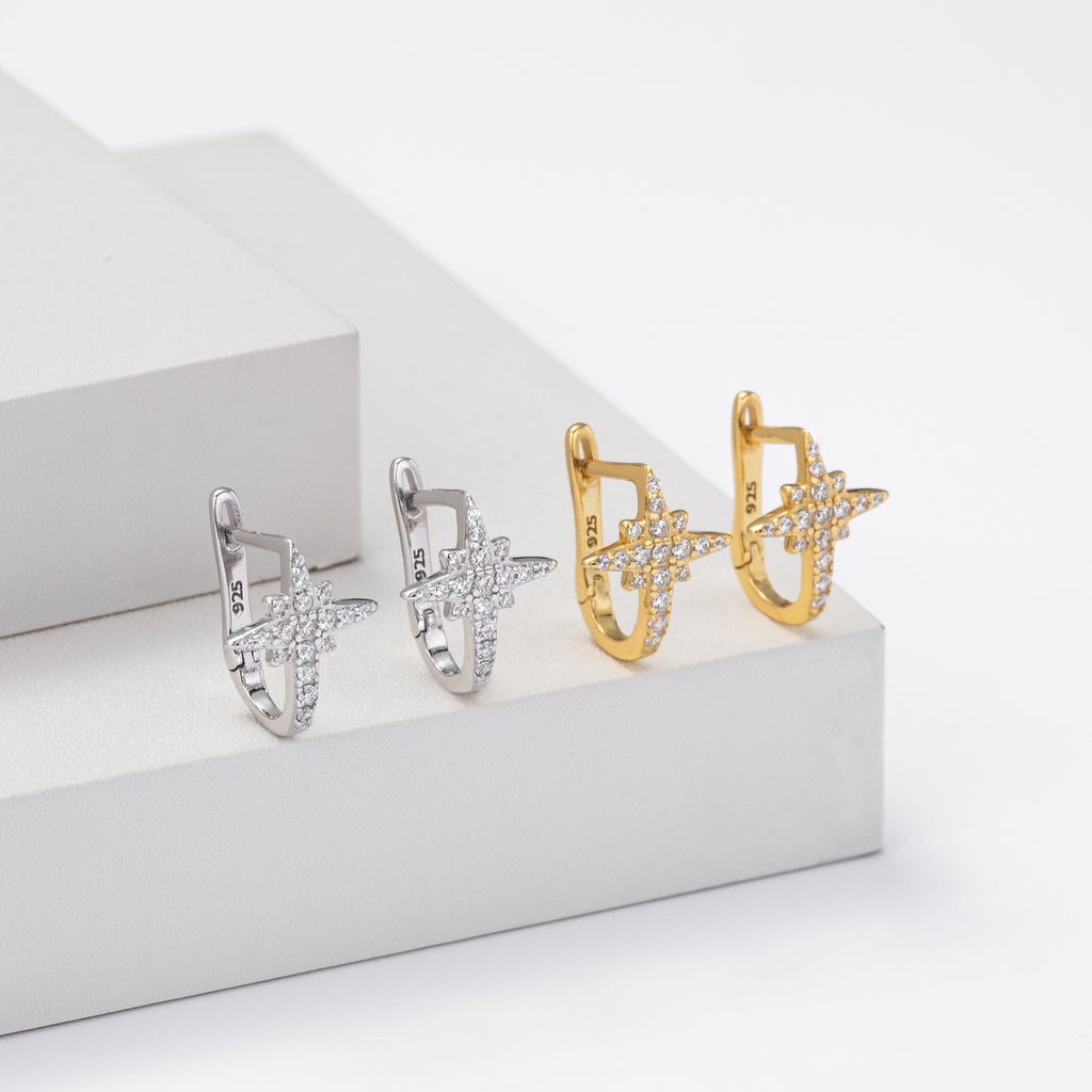 Damen Ohrhänger im stilvollen Kreuz-Design aus hochwertigem 925 Sterling Silber und funkelnden Zirkonia Shop Nory