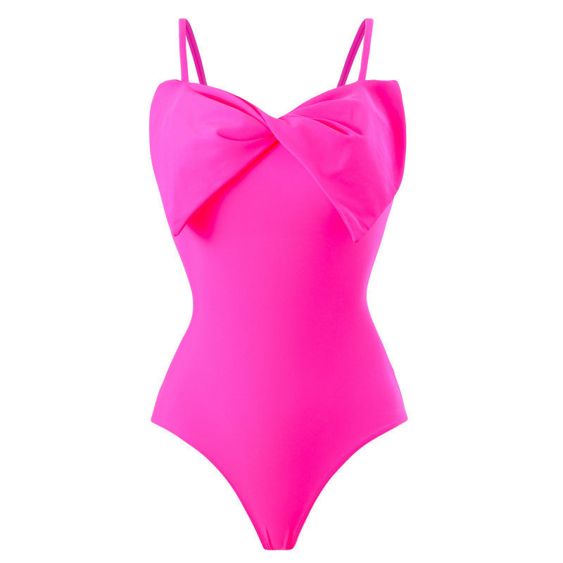 Damen Einteiler Badeanzug mit stylischem Wickelrock und glamourösem Schleifendetail Shopnory