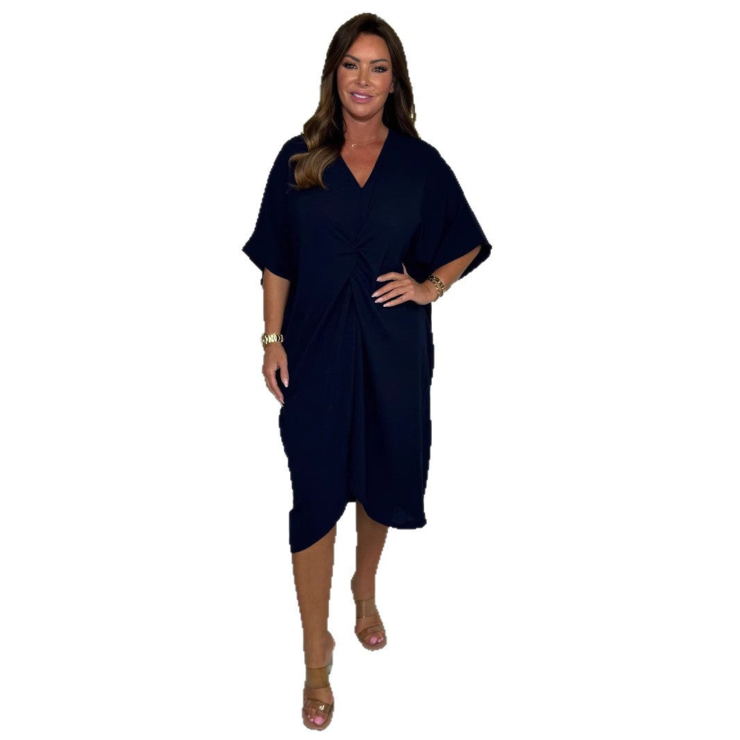 Damen elegantes Wickelkleid mit kaschierendem Effekt