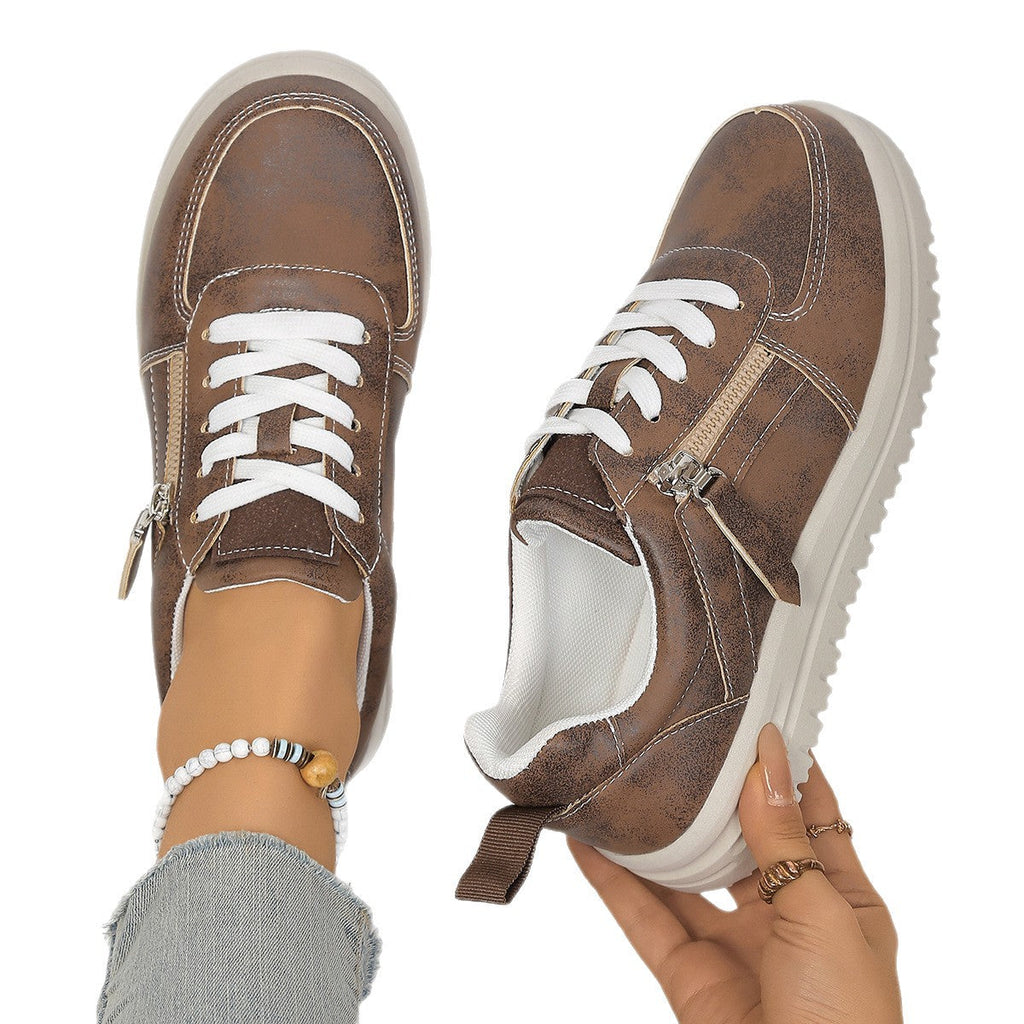 Damen Sneakers mit modischem Reißverschluss und bequemer Sohle