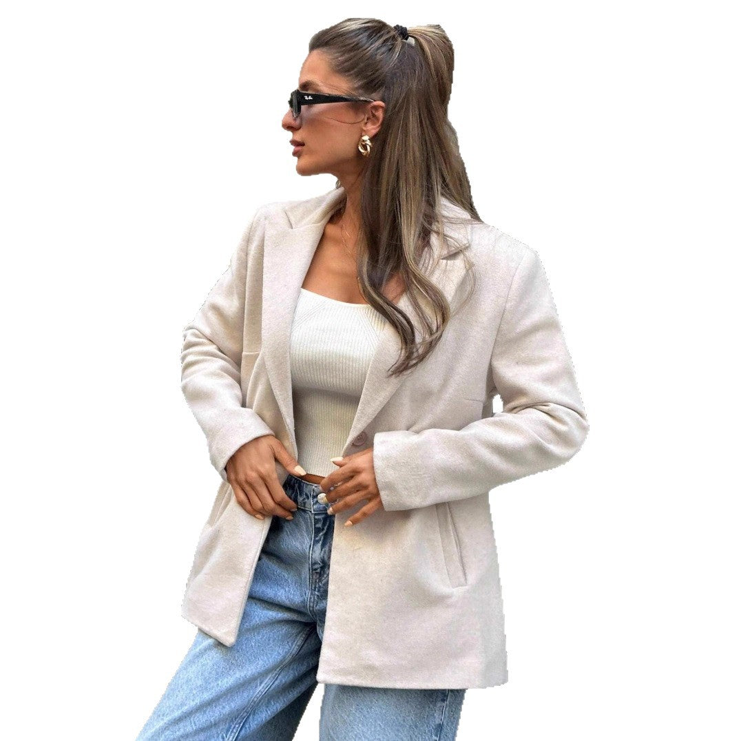Damen Flauschige und moderne Blazerjacke