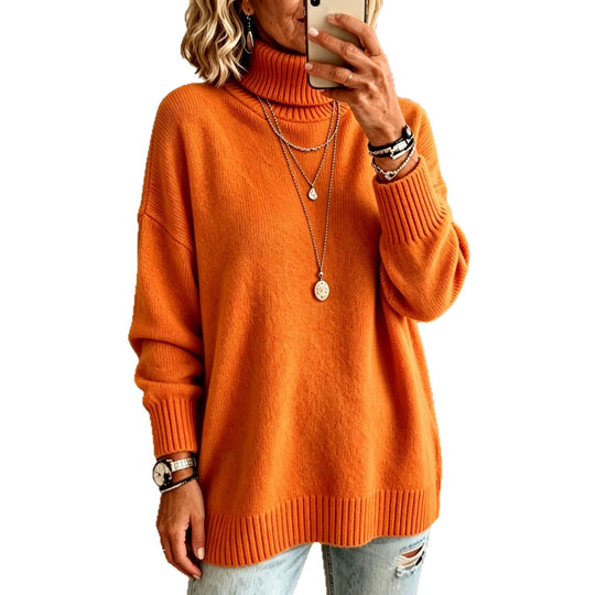 Damen Oversize Rollkragenpullover aus Feinstrick mit gerippten Bündchen und überschnittener Schulter Shop Nory