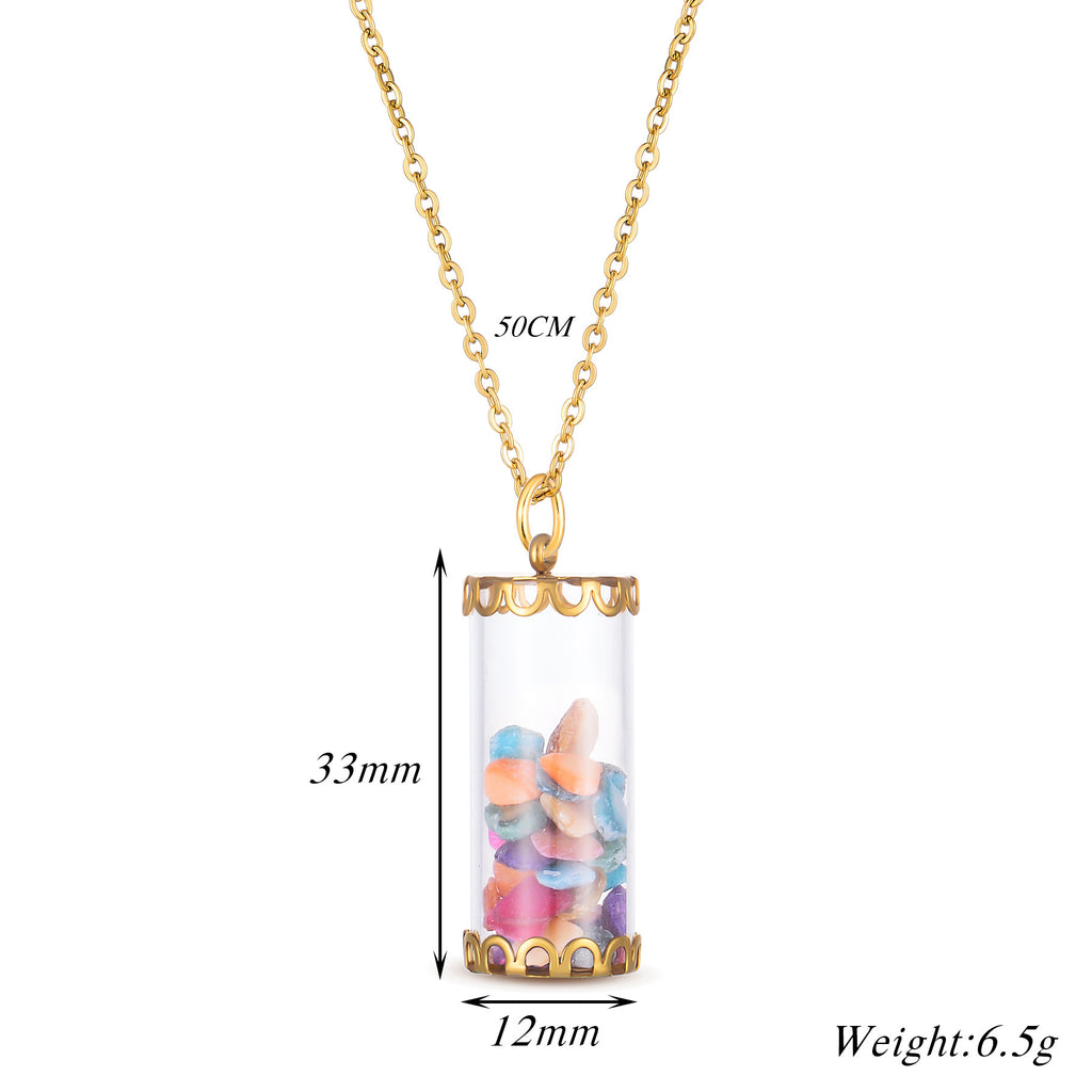 Damen elegante Halskette mit stilvollem Glaskapsel-Anhänger Shop Nory