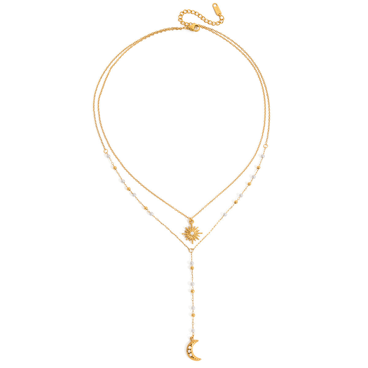 Damen Halskette mit elegantem Sonnen- und Monddesign aus hypoallergenem Edelstahl Shop Nory