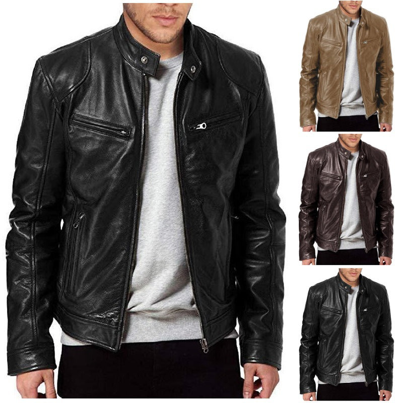 Herren Leder Bikerjacke mit asymmetrischem Reißverschluss
