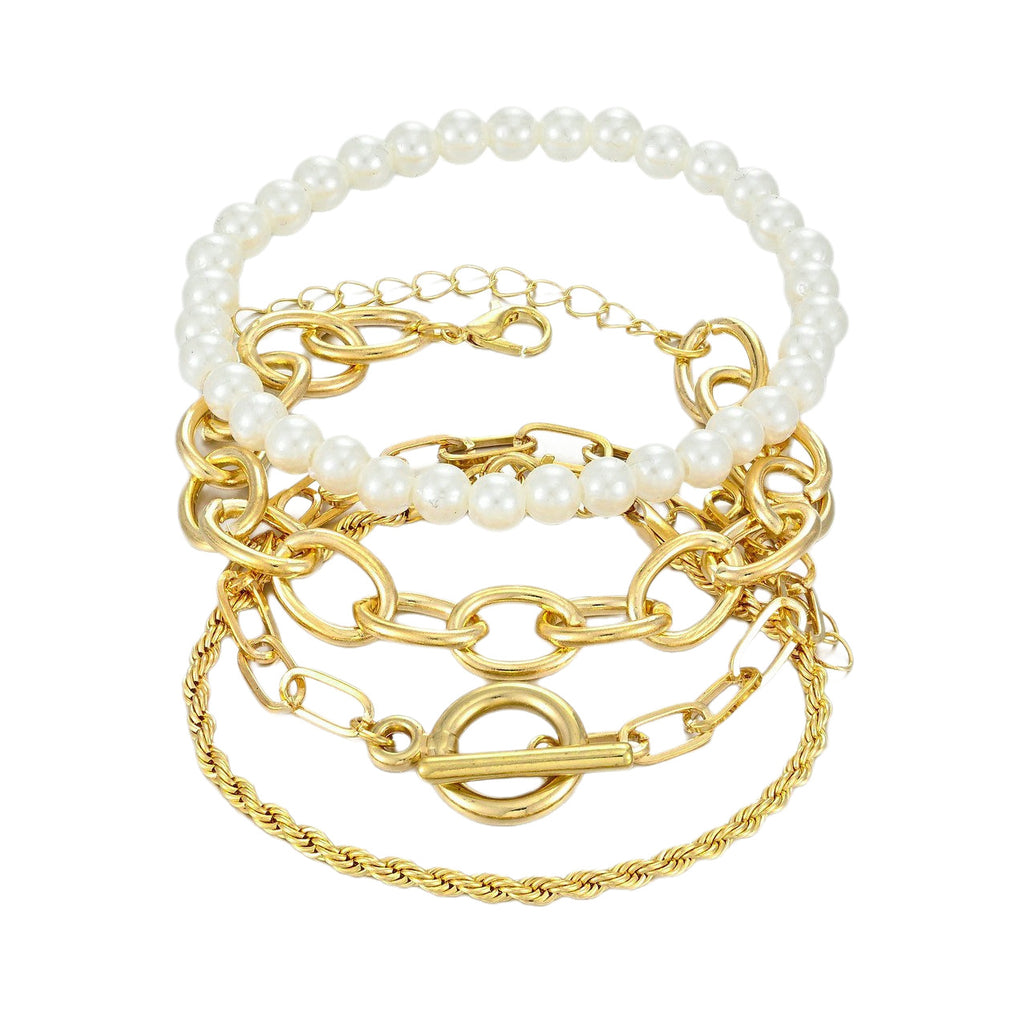 Damen Armreif-Set mit elegantem Gold- und Perlendesign Shop Nory