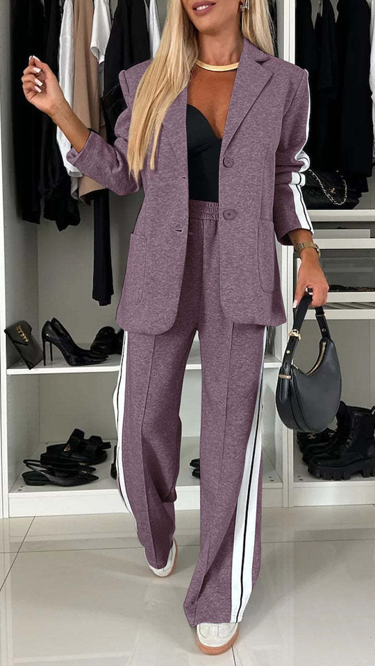 Damen Sportlich-elegantes Jersey-Tailoring-Set mit Longblazer und weitem Trackpant Shop Nory
