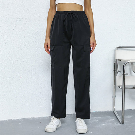 Damen Cargo-Hose mit Tunnelzug, geradem Bein und aufgesetzten Taschen Shop Nory