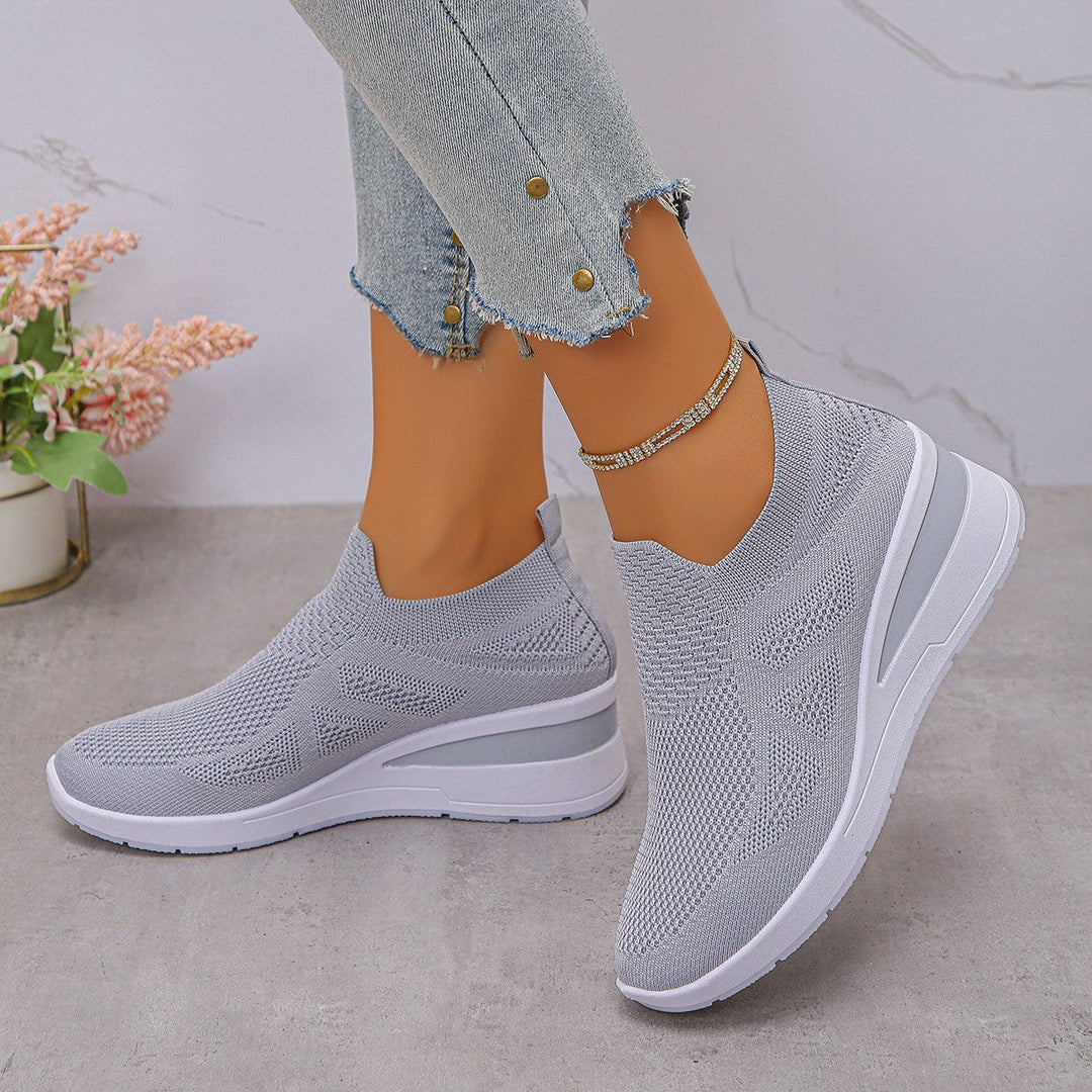 Damen Komfortable Wedge-Sneaker aus atmungsaktivem Strickmaterial
