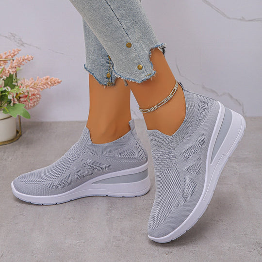 Damen Komfortable Wedge-Sneaker aus atmungsaktivem Strickmaterial