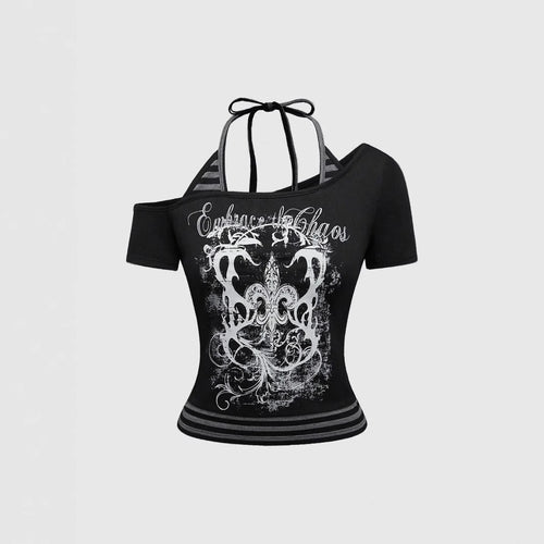 Damen Off-Shoulder Top mit grafischem Design
