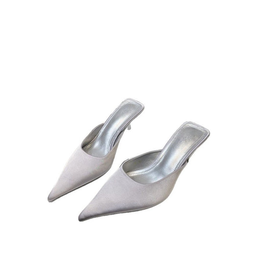 Damen Spitz zulaufende Mule mit niedrigem Kittenabsatz und fersenfreiem Design Shop Nory