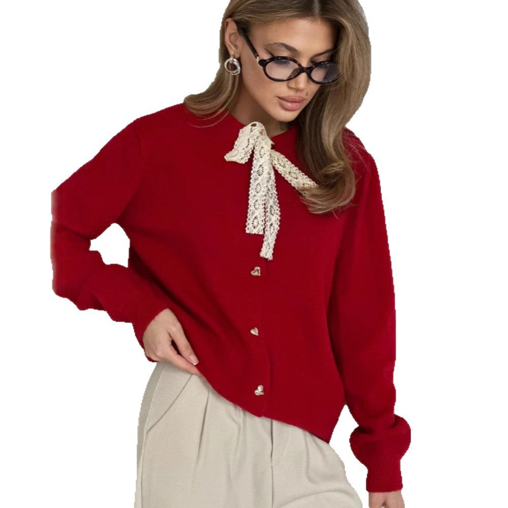 Damen Eleganter Cardigan mit Spitzenelementen Shop Nory