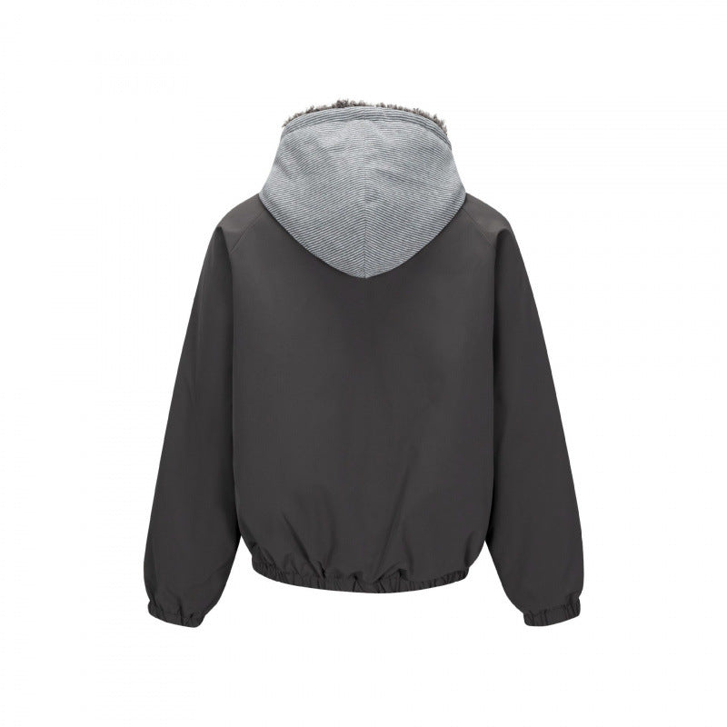Herren Gefütterte Kapuzenjacke im Bomberstil mit Teddyfutter und elastischem Saum Shop Nory