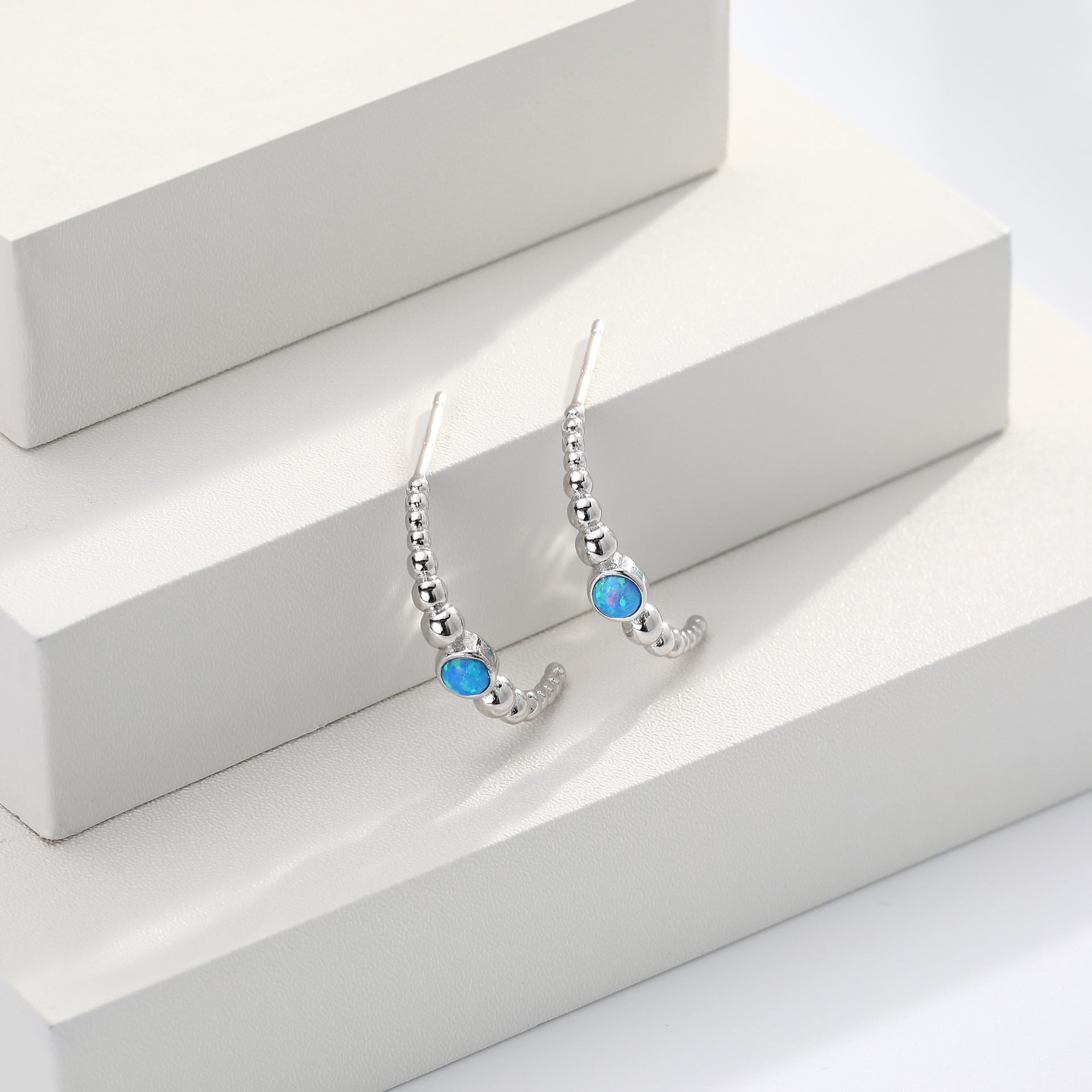 Damen Ohrringe mit funkelndem Opal und 925 Sterling Silber Shop Nory