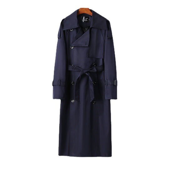 Herren Langer Doppelreihiger Trenchcoat mit Taillengürtel, Epauletten und klassischem Schalkragen Shop Nory