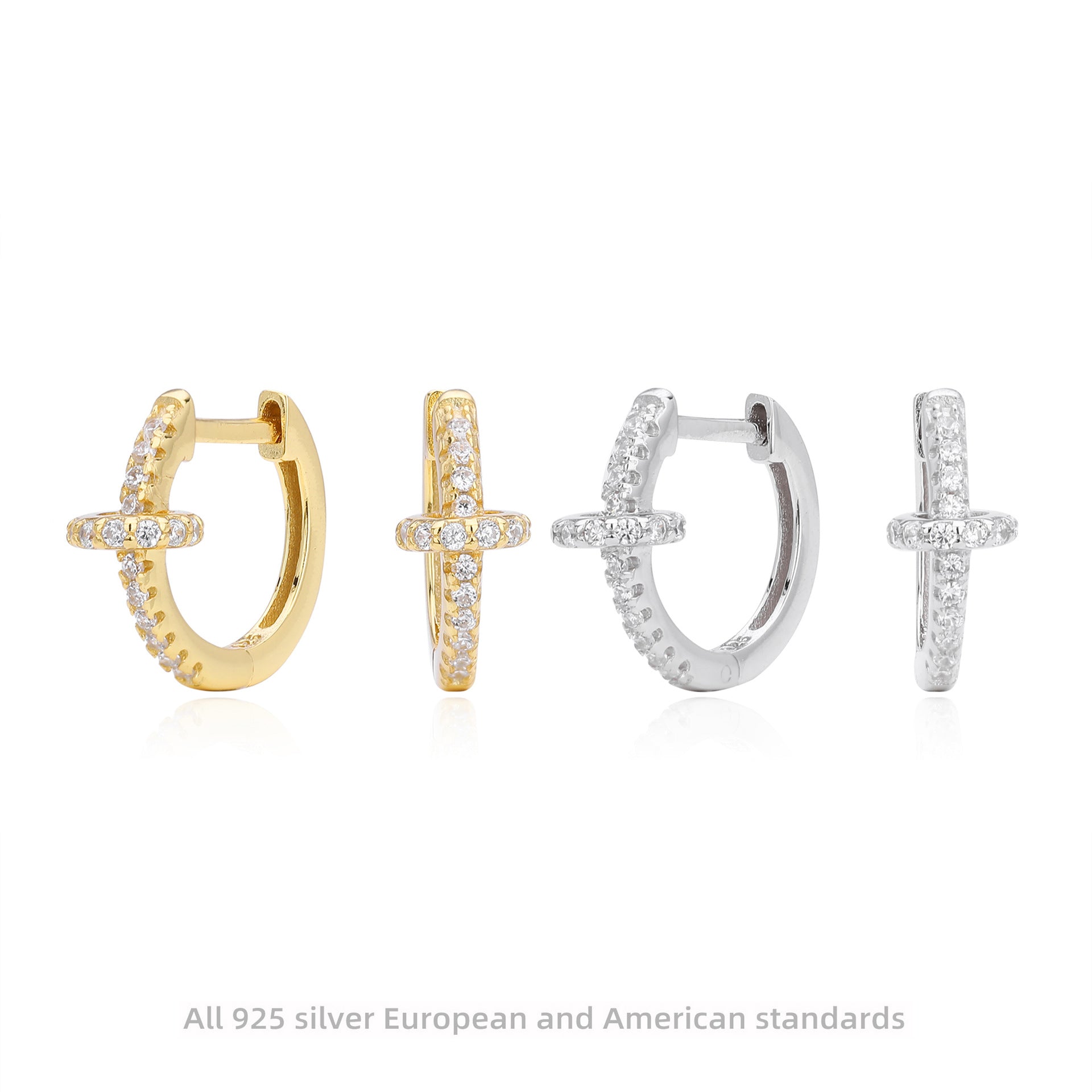 Damen Creolenohrringe mit luxuriösem Zirkonbesatz aus 925 Sterling Silber Shop Nory