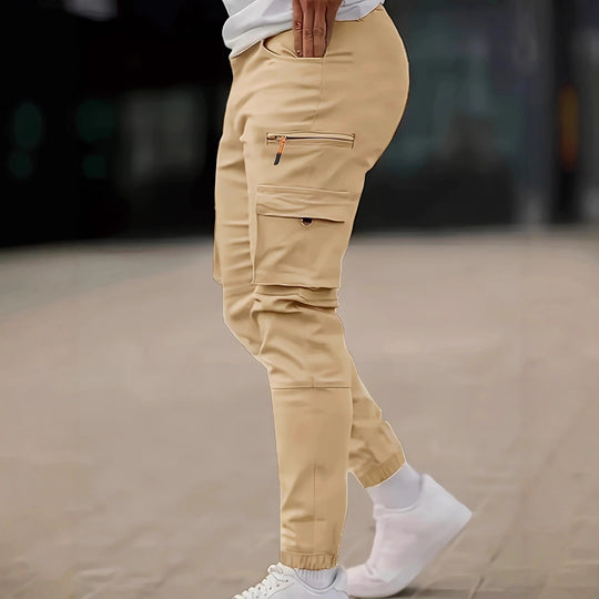 Herren Tapered Cargo-Jogginghose mit Reißverschluss- und Klappentaschen Shop Nory