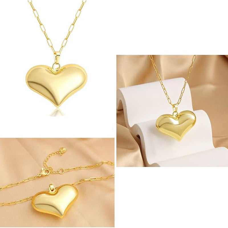 Damen Halskette mit herzförmigem Anhänger aus hochwertigem Edelstahl und elegantem Gliederdesign Shop Nory