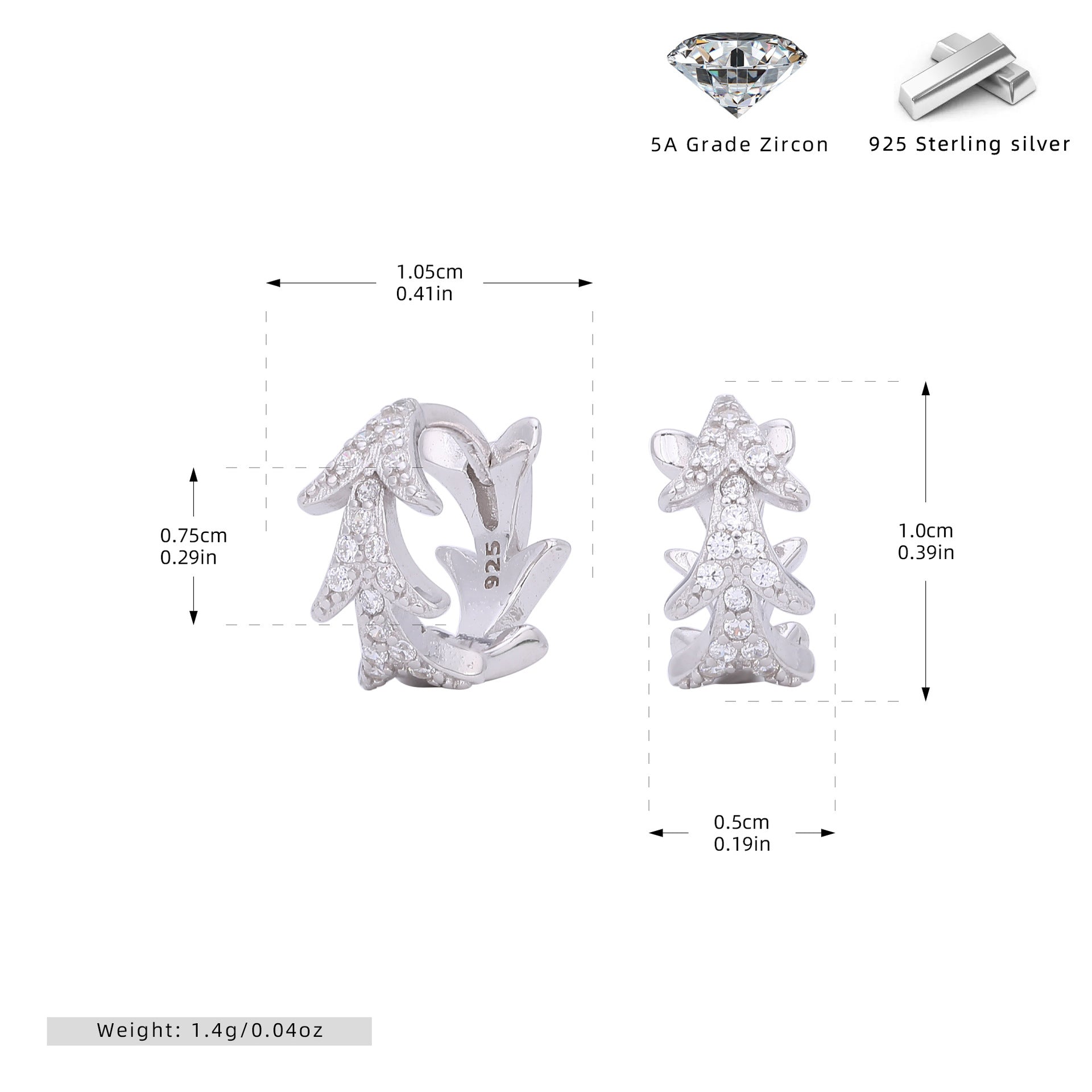 Damen Ohrstecker mit floralem Design und funkelnden Zirkonsteinen Shop Nory