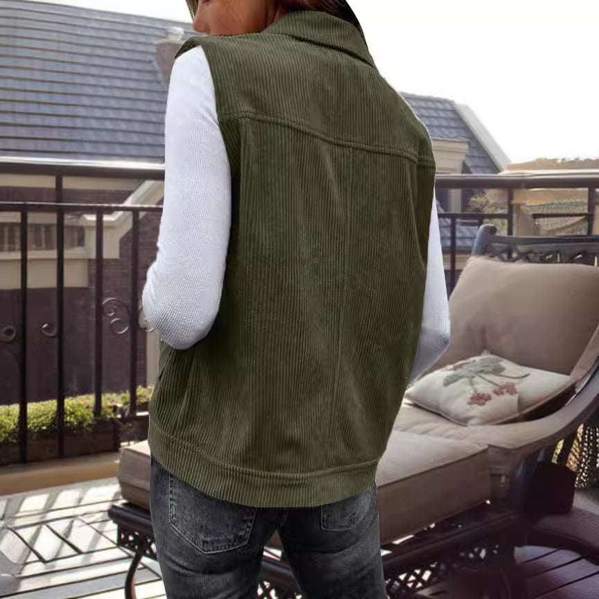 Damen Strickweste mit Taschen und klassischem Kragen