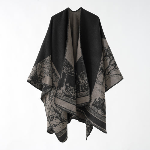 Damen Jacquard-Wollmix-Überwurf mit offenem Kimono-Fall und weichem Griff Shop Nory