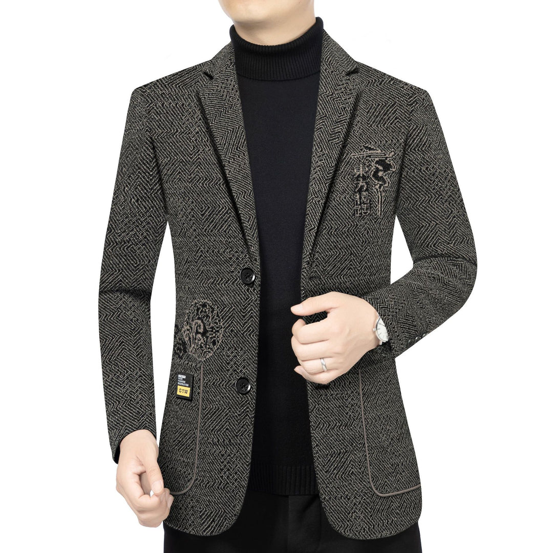 Herren Taillierter Strickblazer im Bouclé-Look mit aufgesetzten Taschen Shop Nory